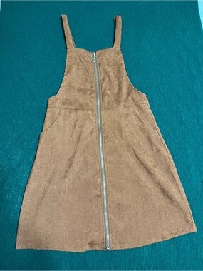 Brown Zip-Front Pinafore Dress corduroy with pockets Good condition 🤎